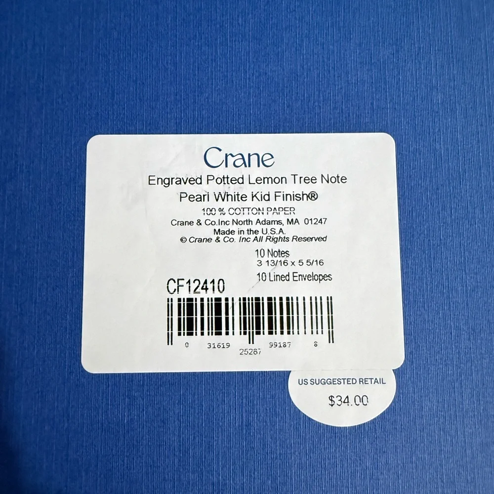 Crane &‎ Co. Stationery Set | Potted Lemon Tree | Brand New